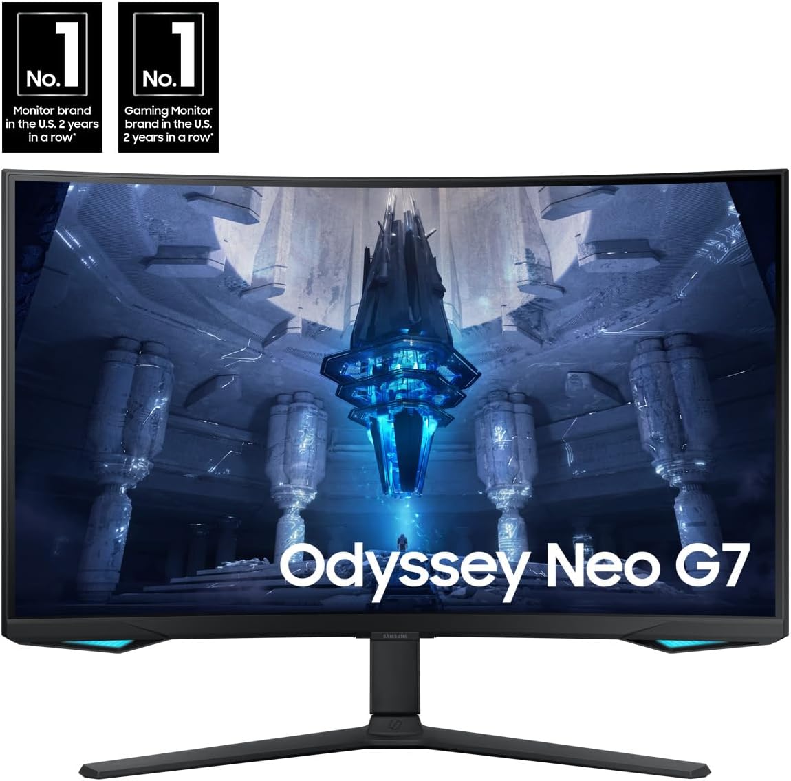 Samsung 32' Odyssey Neo G7 4K UHD 165Hz 1ms G-Sync 1000R Curved Gaming Monitor, Quantum HDR2000, AMD FreeSync Premium Pro, Ultrawide Game View, DisplayPort, HDMI, Height Adjustable Stand, Black