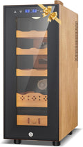 Upgraded 35L Electric Humidor with Leather, 250 Counts Large Capacity,Thermostatic Electric Cooler Cabinet with Digital LED Screen, Safety Lock,Smart Humidity & Temp Control, Gifts for Men