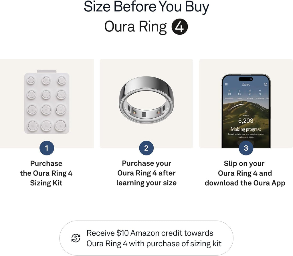 Oura Ring 4 - Silver - Size 13 - Sleep, Activity, Women's Health, AI Advisor, Up to 8 Days of Battery Life, Size Before You Buy, Android & iOS Compatible