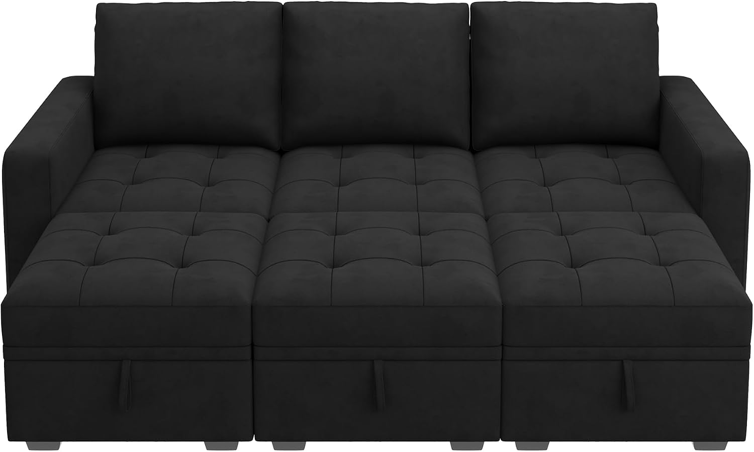 HONBAY Modular Sectional Couch Sleeper Sofa Bed with Storage Seats Oversized Sectional Couches for Living Room,Black