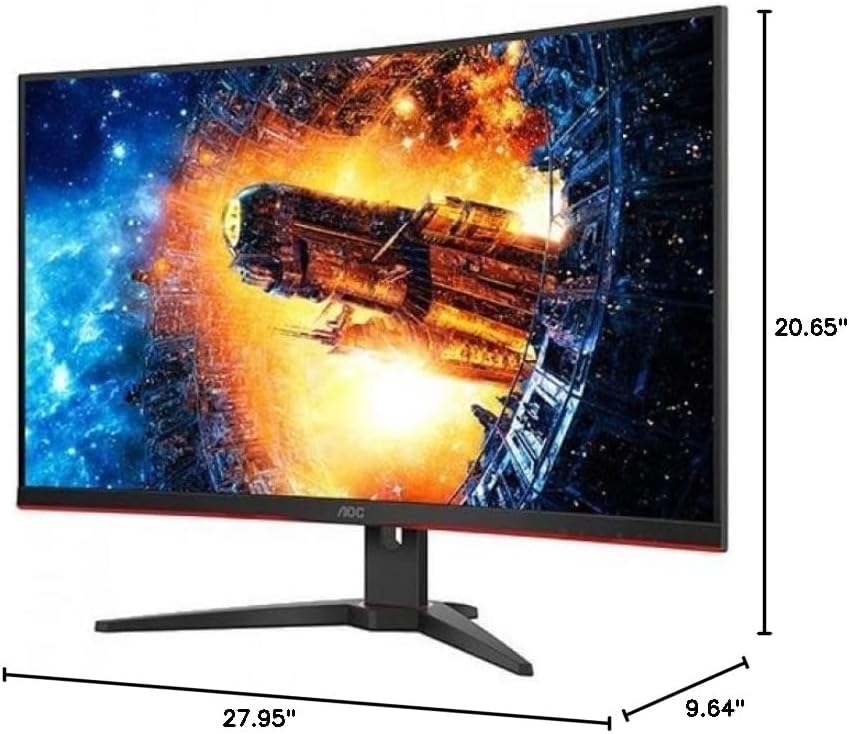 AOC C32G2 31.5' Curved Frameless Gaming Monitor FHD, 1500R Curved VA, 1ms, 165Hz, FreeSync, Height Adjustable, 3-Year Warranty