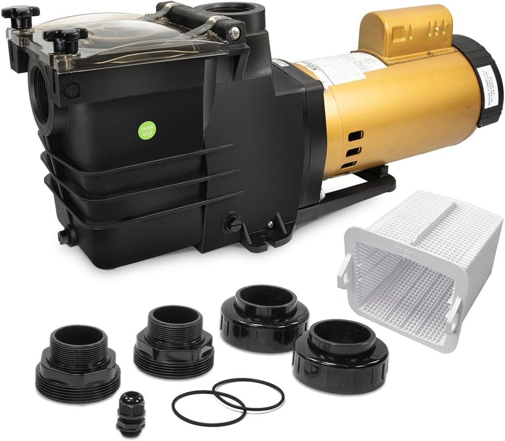 XtremepowerUS 1.5HP Swimming Pool Pump High-Flow Spa for Above In-Ground Pool 2' NPT Variable Speed High Flow, 230V Fitting Adapter Included