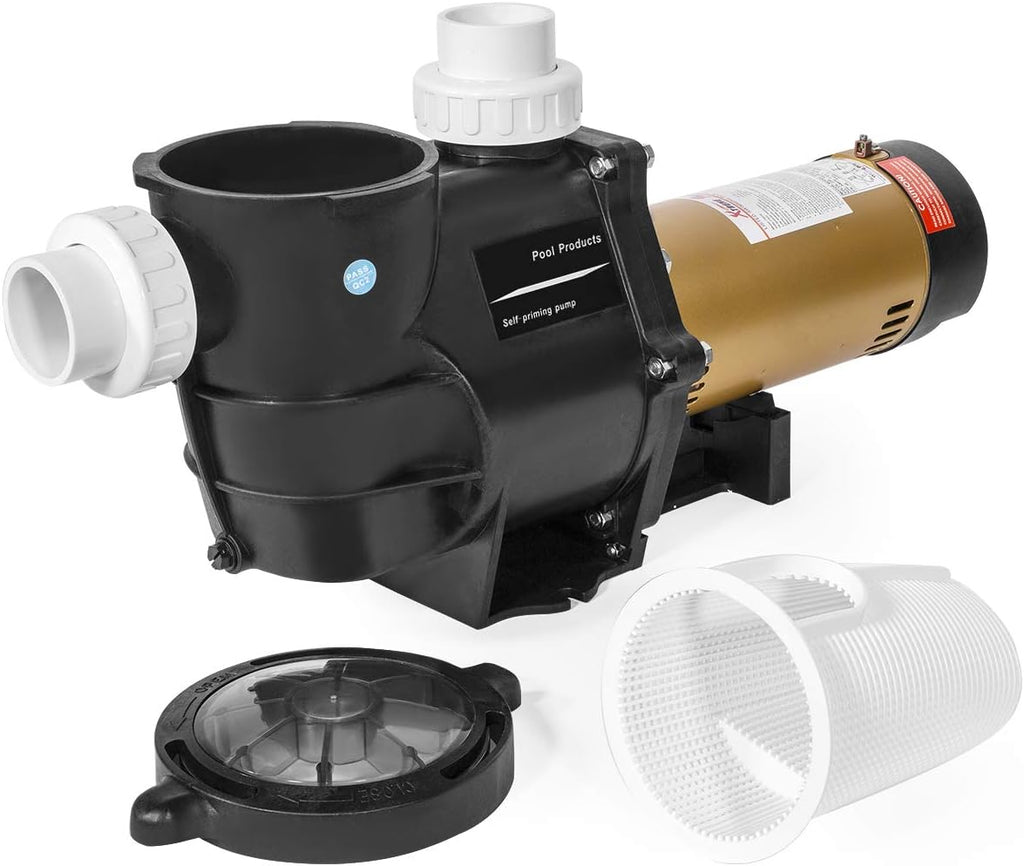 XtremepowerUS 2HP In-Ground Swimming Pool Pump Dual Speed High Flow 2' Inlet 230V High Flo 2-Speed w/ Slip-On Fitting Adapter, 5,820 GPH with Filter Basket