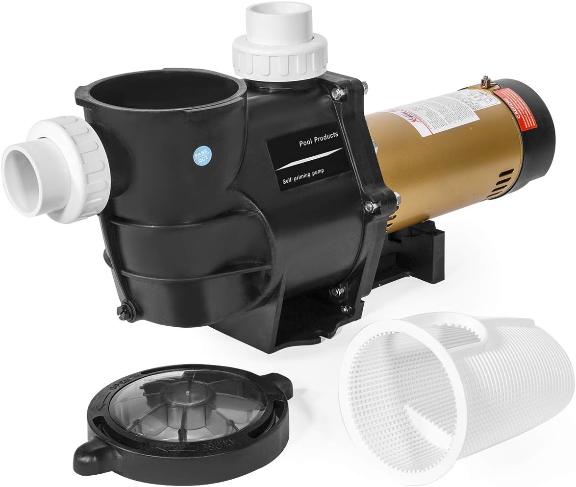 XtremepowerUS 2HP In-Ground Swimming Pool Pump Dual Speed High Flow 2' Inlet 230V High Flo 2-Speed w/ Slip-On Fitting Adapter, 5,820 GPH with Filter Basket