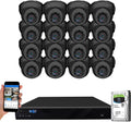 GW Security 16 Channel 12MP NVR 4K H.265+ AI Face Recognition Surveillance Security Camera System with 16 UltraHD 4K 8MP IP PoE Microphone Dome Security Cameras (Grey)