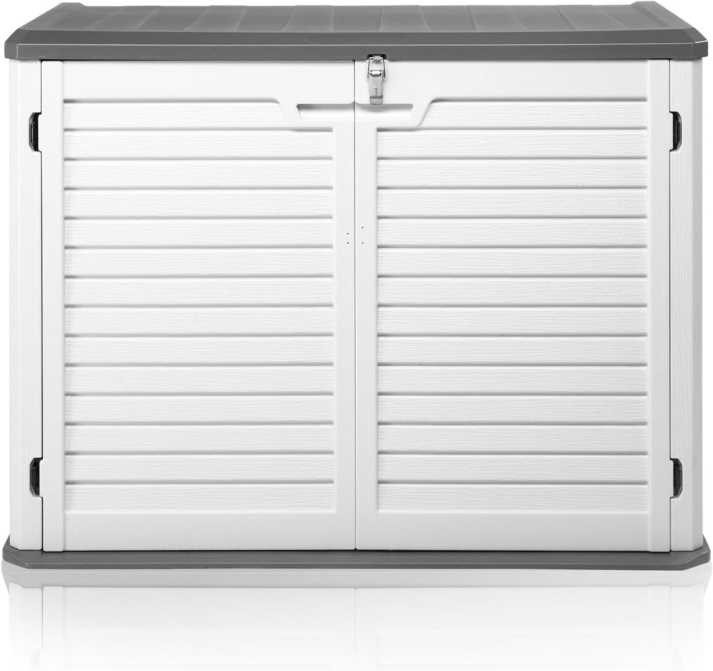 Outvita Outdoor Horizontal Storage Sheds, 34 Cu Ft Weather Resistant HDPE Tool Shed, Multi-Opening Door Waterproof & Lockable for Storage of Bike, Trash Cans, Garden Tools, Lawn Mowers