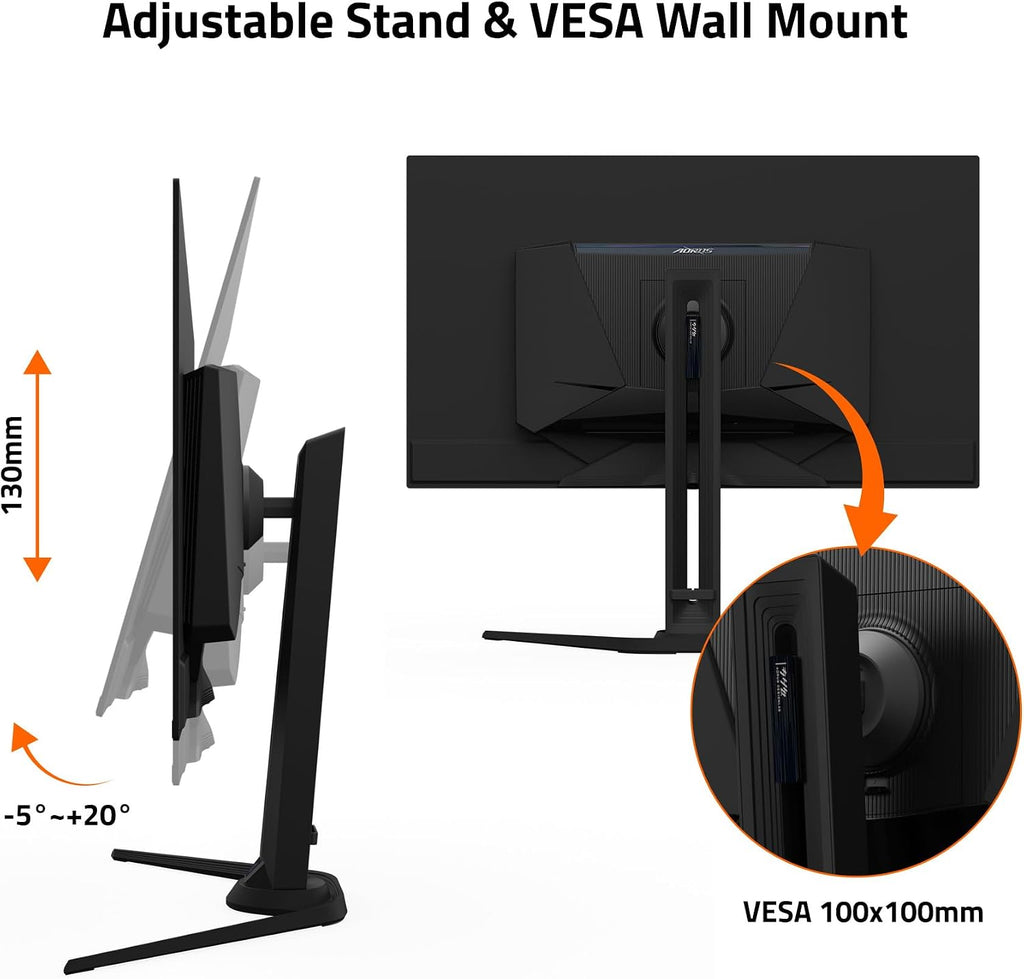 GIGABYTE - AORUS FO32U - 32' QD OLED Gaming Monitor - UHD 3840x2160-165Hz - 0.03ms GTG - AMD FreeSync Premium Pro - Type C KVM - HDMI, DP, Type C - Height Adjustable - Black