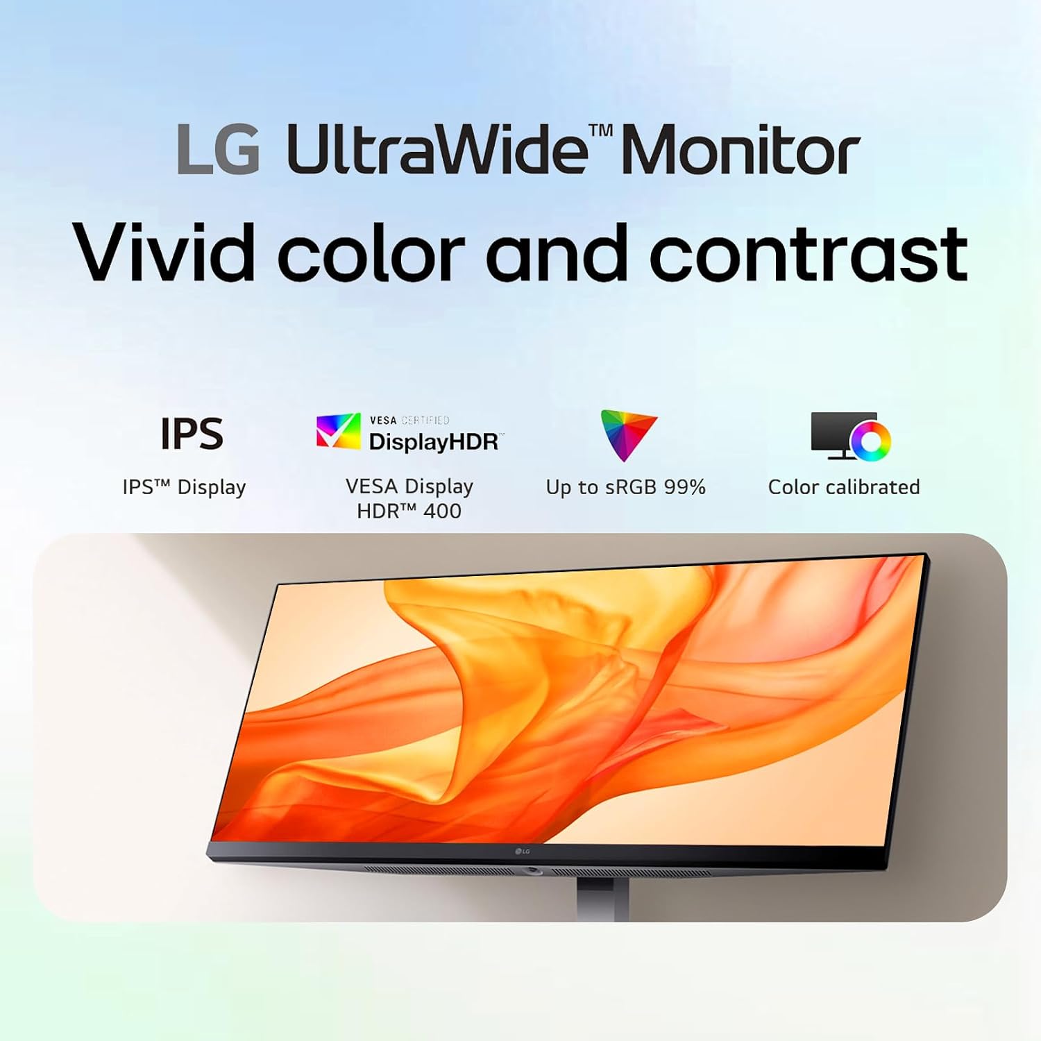 LG 34' UltraWide Monitor, 21:9 WFHD (2560 x 1080) IPS Display, 100Hz Refresh Rate, VESA DisplayHDR 400, HDR10, Flicker Safe, USB Type-C, HDMI, DisplayPort, Height/Swivel/Tilt Adjustable Stand, White