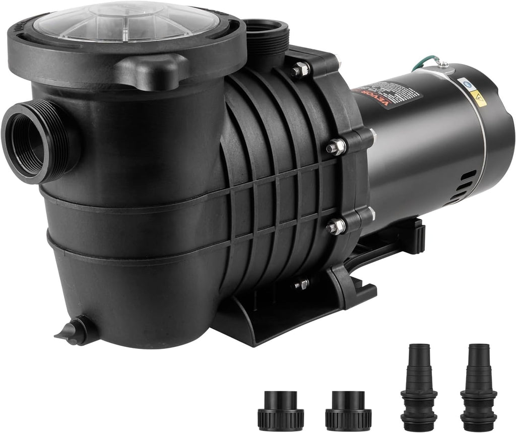 VEVOR Above Ground Pool Pump, 1HP, 80 GPM Max. Flow Single Speed Swimming Pool Pump, 110V/240V 3450RPM 34.4ft Max. Head Pool Pump with Filter Basket for Above Ground Pools, Hot Tubs, or Spas
