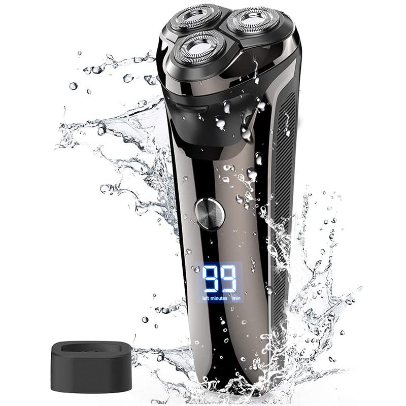 Electric Razor for Men, Waterproof Face Grooming Electric Shaver Men Powerful Rotary Male Wet Dry Face Electric Razor Men Rechargeable Beard Shaving