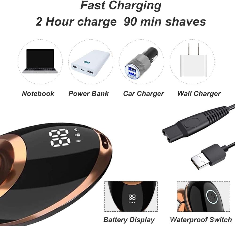 Head Shavers for Bald Men, 5 in 1 Wet Dry Electric Shaver for Men Beard Hair Trimmer Electric Razor Rechargeable Bald Shaving Machine LCD Display Grooming kit