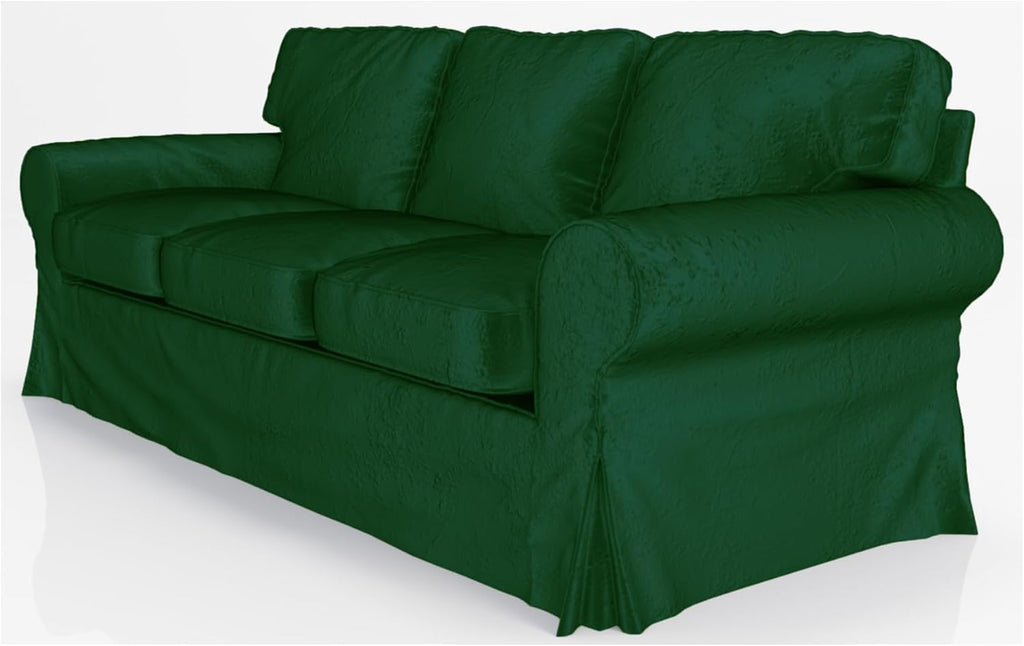 Velvet Pets Friendly Sofa Covers Custom Made Compatible for IKEA Ektorp Three Seat Sofa Slipcovers (Velvet Green Ektorp 3)