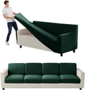 Couch Cover Velvet, Stretch Sofa Covers for Separate Main Cover/Backrests and Seat Cushions Couch Cover, for Living Room Furniture Slipcovers (Dark Green,Small Seat 9 Piece)