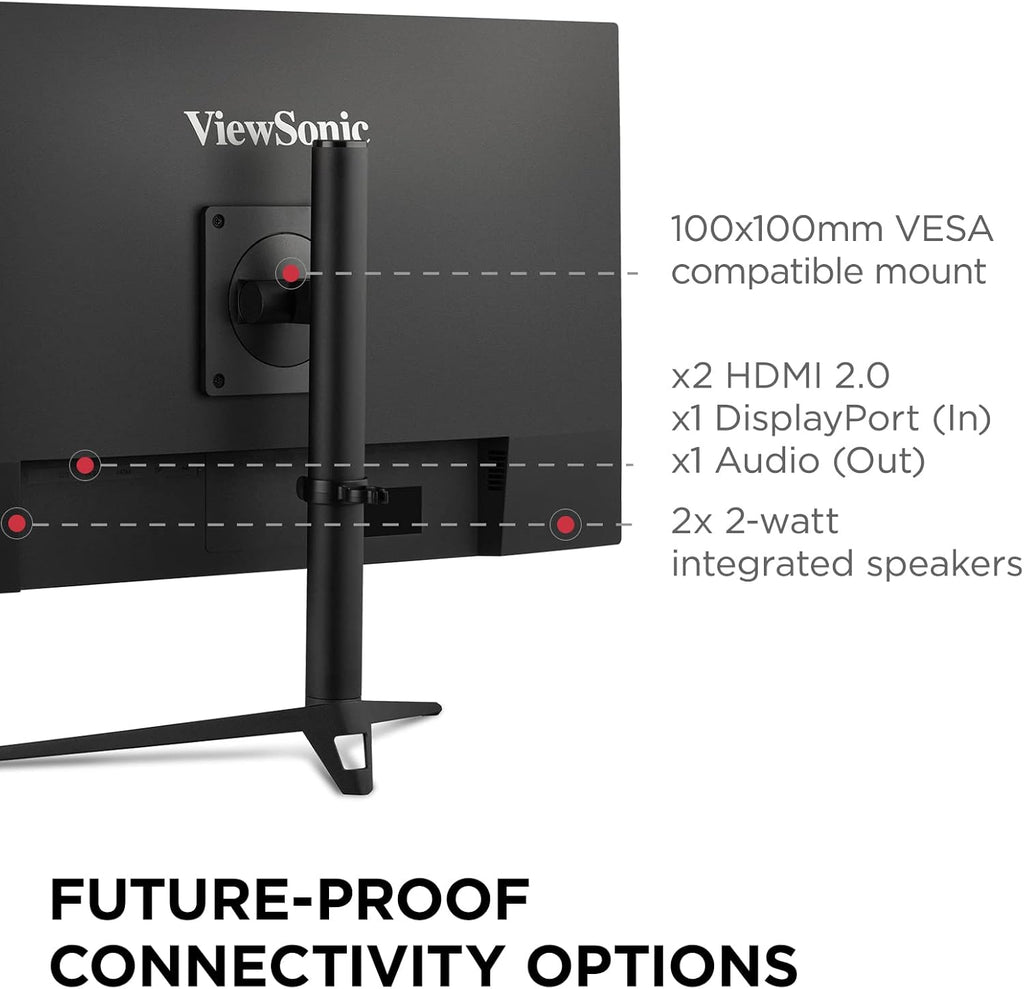 ViewSonic VX2728J-2K 27 Inch 1440p IPS Gaming Monitor with 180Hz, 0.5ms, FreeSync Premium, NVIDIA G-Sync Compatible, Advanced Ergonomics, HDMI, and DisplayPort Inputs (Renewed)