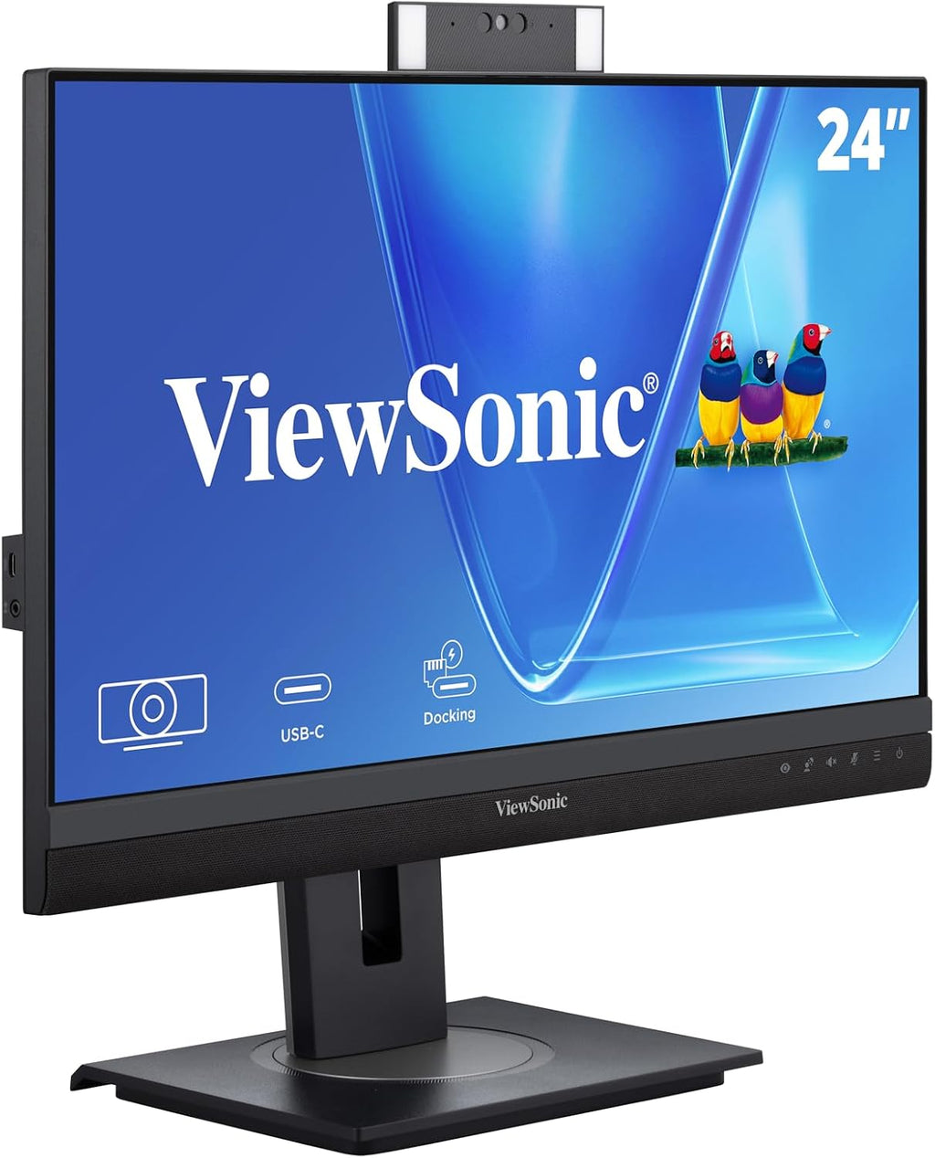 ViewSonic VG2457V 24 Inch 1080p Docking Monitor, IPS with Windows Hello IR Webcam Compatibility for Smooth Video Conferencing, Advanced Ergonomics, 90W USB-C, RJ45, HDMI, and DisplayPort Inputs