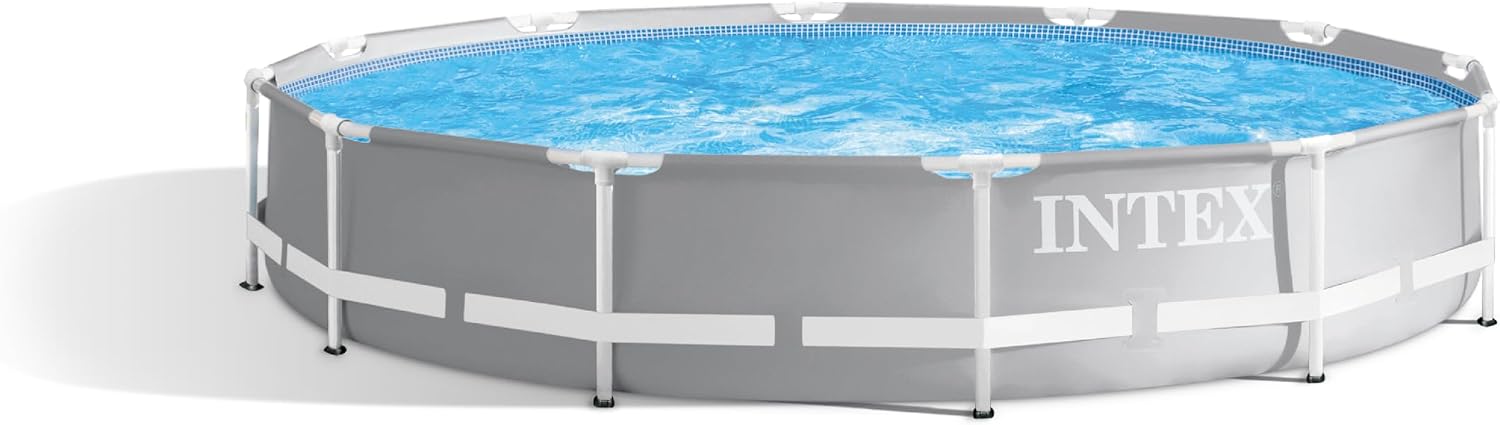 INTEX 26710EH Prism Frame Premium Above Ground Swimming Pool: 12ft x 30in – SuperTough Puncture Resistant – Rust Resistant – Easy Assemble – 1718 Gallon Capacity – Pool Only