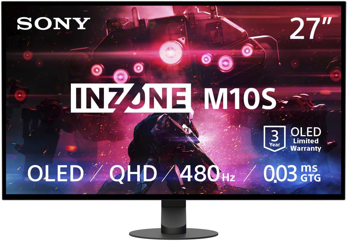 Sony INZONE M10S 27' OLED QHD (2560x1440) 480Hz 0.03ms GTG NVIDIA G-SYNC Compatible Gaming Monitor (Renewed)