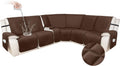HDCAXKJ 100% Waterproof Velvet Recliner Sectional Couch Covers L Shaped Corner Reclining Sofa Cover Washable Thick Non Slip Sectional Slipcover with Pockets (5 Seat and 1 Middle Console, Coffee)
