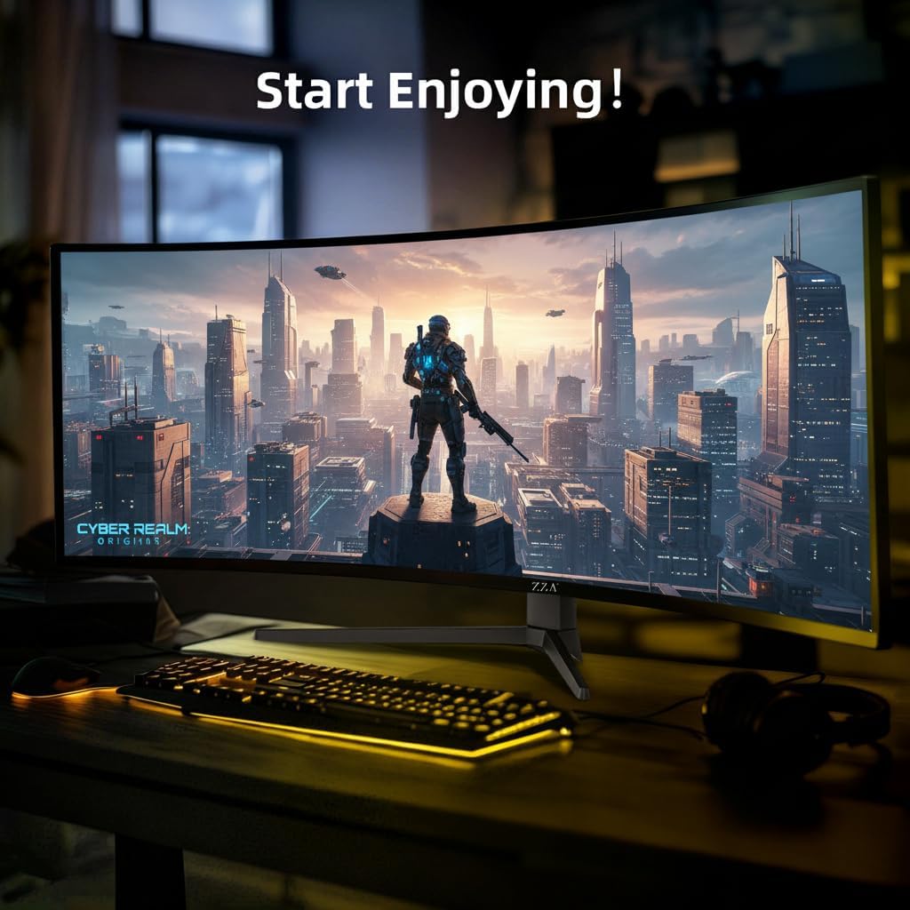 49 Inch Ultrawide Curved Gaming Monitor, Dual QHD 5120×1440 32:9, 165Hz 1ms, HDR, G-Sync & FreeSync Compatible, 1500R VA Display, Low Blue Light, HDMI & DP, Height Adjustable, VESA Mountable