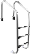 Goplus Swimming Pool Ladder, 3-Step/4-Step In-Ground Stainless Steel Step for Indoor/Outdoor Pool, Heavy Duty Non-Slip Ladder, Easy Assembly (3 Steps)