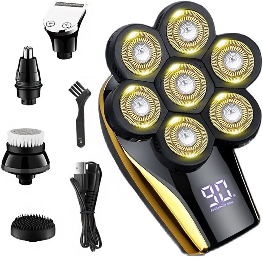 Electric Razor for Men, 5 IN 1 Mens Grooming Kit 7-blade Electric Shaver For Men Wet Dry Electric Razor Beard Body Hair Trimmer Shaving Machine Rechargeable