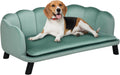 PawHut Velvet Large Dog Couch with Foam Cushion, Soft and Cute Bed with Pearl Design, Sofa for Big and Medium Dogs, Green