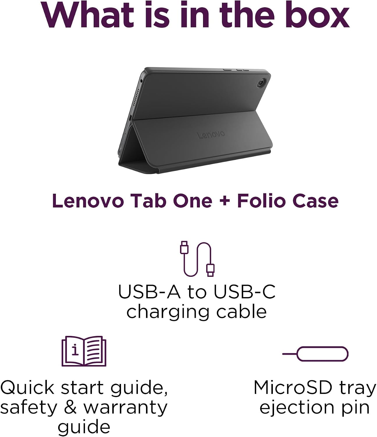 Lenovo Tab One - Lightweight Tablet - up to 12.5 Hours of YouTube Streaming - 8.7' HD Display - 4 GB Memory - 64 GB Storage - MediaTek Helio G85 - Includes Folio Case