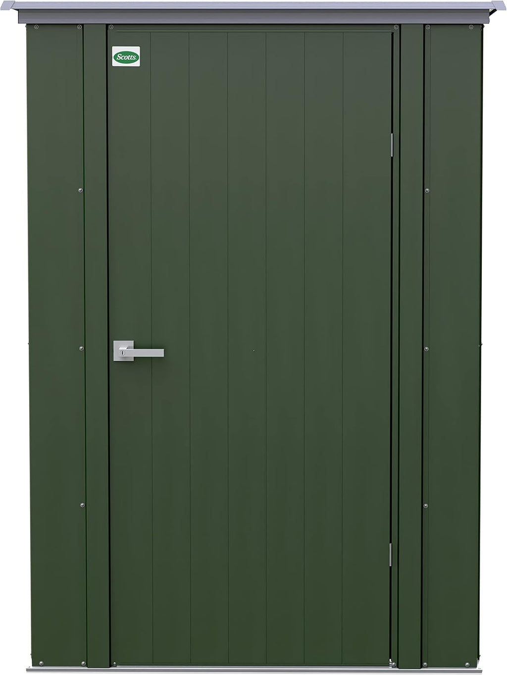Scotts 4' x 3' x 6' Garden Storage Cabinet, Compact Outdoor Lockable Metal Shed Kit for Backyard, Patio, and Lawn