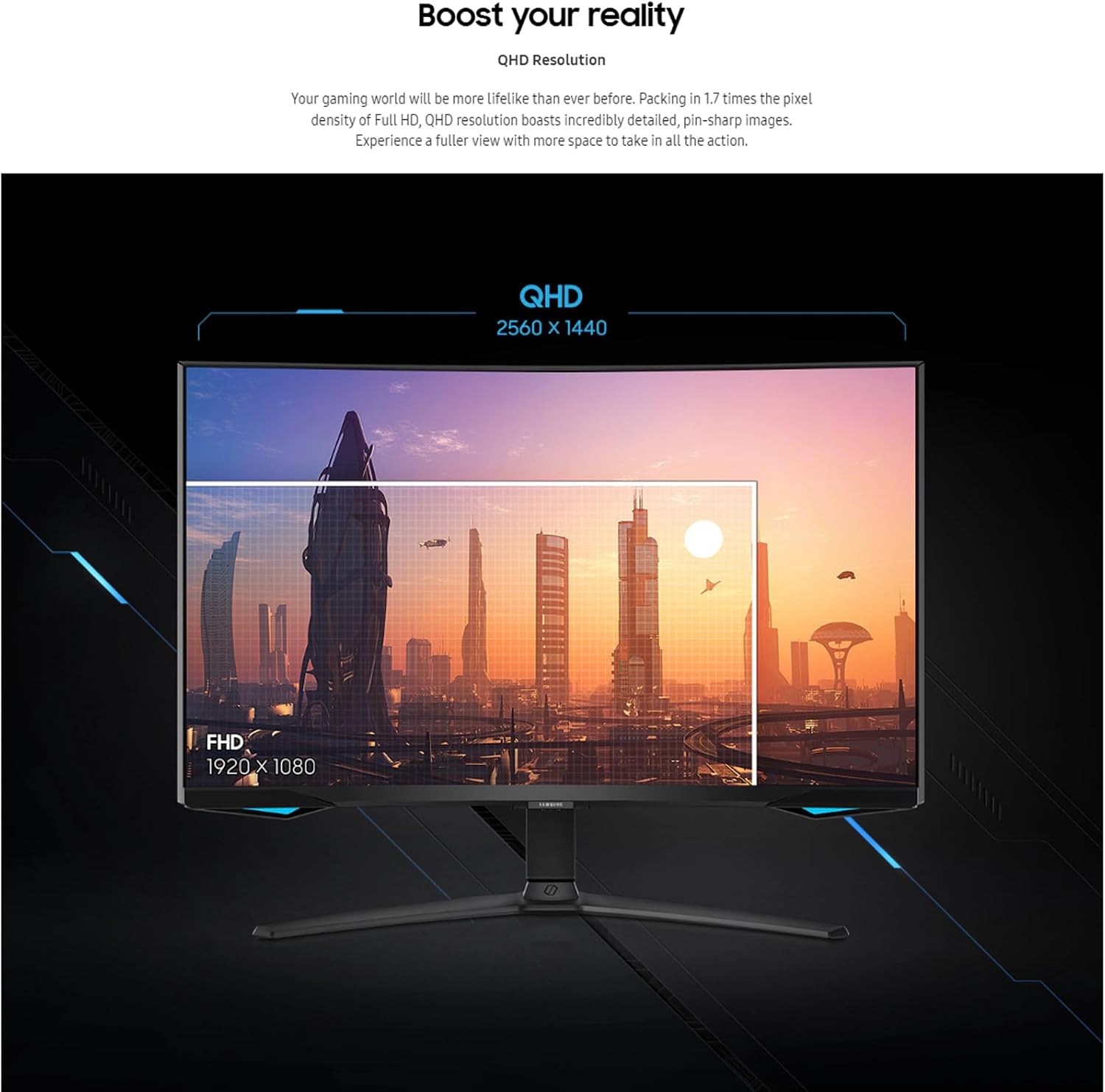 Samsung 32' Odyssey Curved Gaming Monitor | 240Hz, 1ms | QHD, HDR600 | AMD FreeSync Premium Pro | 1000R Curve | Gaming Hub, Smart TV |Includes Remote Control