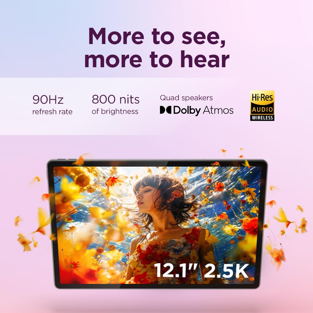 Lenovo Idea Tab Plus - Lightweight Tablet - 12.1″ 2.5K IPS Touchscreen Display - 90Hz - MediaTek Dimensity 6400-8GB Memory - 128GB Storage - Integrated Arm Mali-G57 MC2 - Lenovo Tab Pen & Folio Case