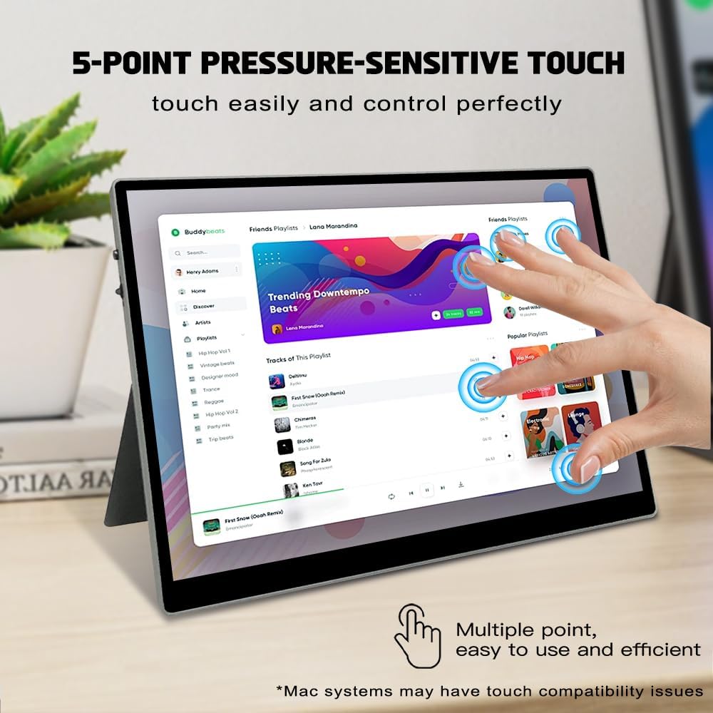 Portable Small Monitor 10.5 inch USB C 100% sRGB 1500:1 FHD 1920x1280 IPS Touch Ultra-Thin External Second Screen Display for Gaming Computer PC Phone Mac