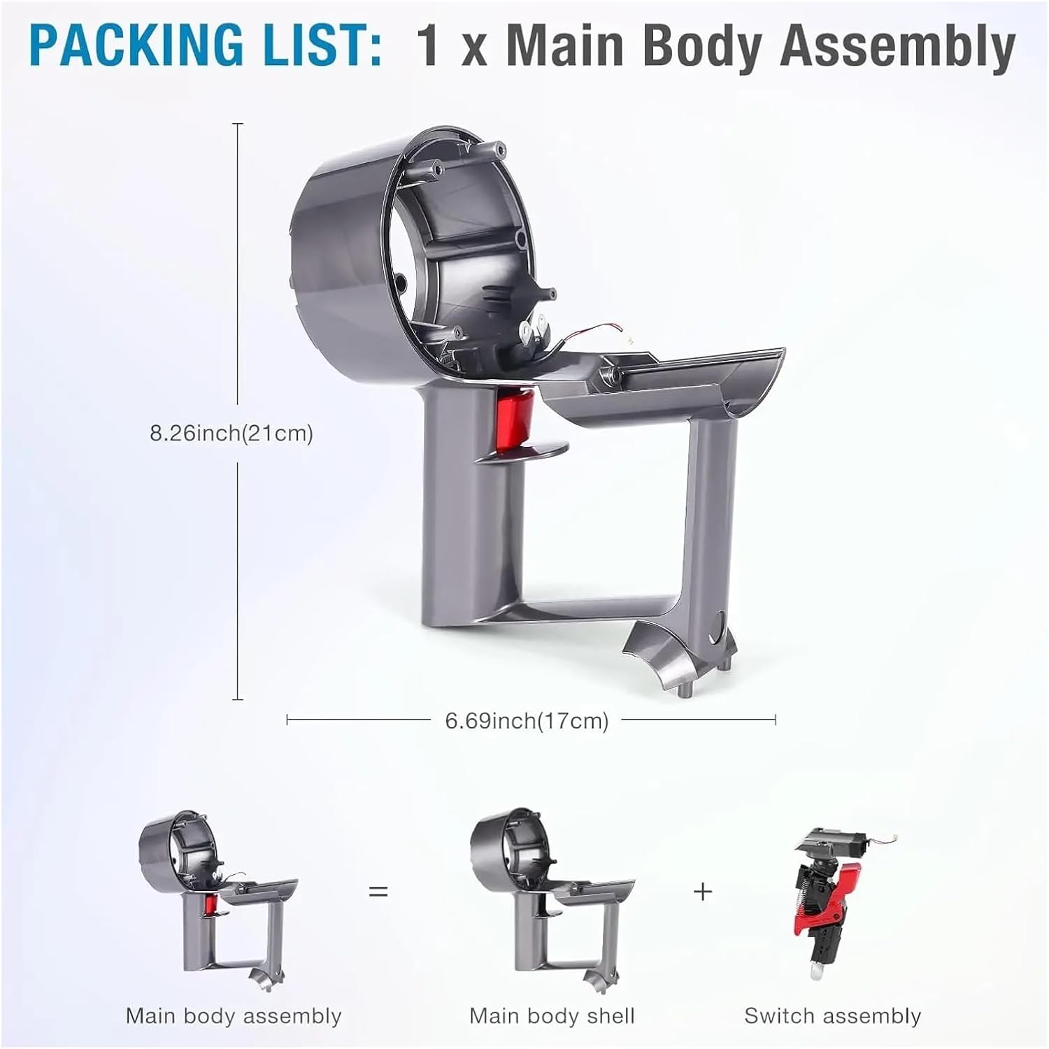 Motor Handle Main Body With Cyclone Assembly，Compatible With Dyson V11 SV14, Replacement Motor Accessories Engine Handle Shell Vacuum Cleaners(With switch)