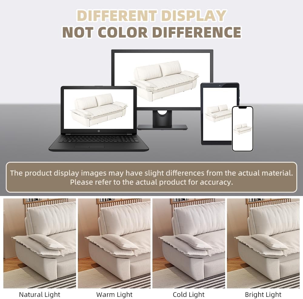 73.2' Sleeper Sofa Bed Queen, 3-in-1 Convertible Couch, Modern Pull Out Couches, Comfy Velvet Futon Sofa, Cloud Loveseat Lounge, Pillow Arm, for Small Spaces, Apartment, Living Room, Beige