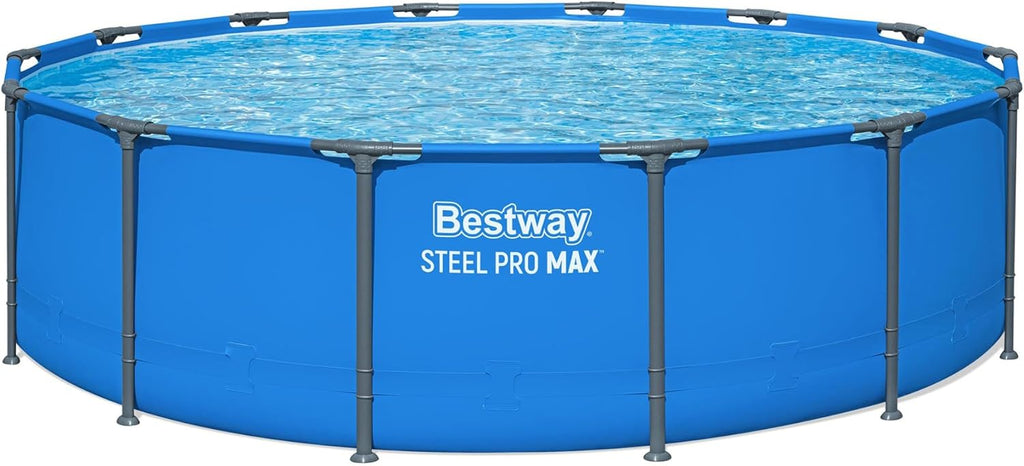 Bestway Steel Pro MAX 14' x 42' Above Ground Pool, Round Metal Frame Outdoor Swimming Pool for Backyard, Blue, Pool ONLY