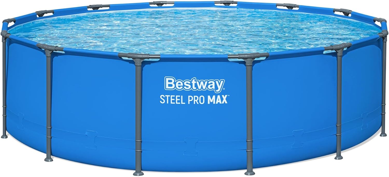 Bestway Steel Pro MAX 14' x 42' Above Ground Pool, Round Metal Frame Outdoor Swimming Pool for Backyard, Blue, Pool ONLY