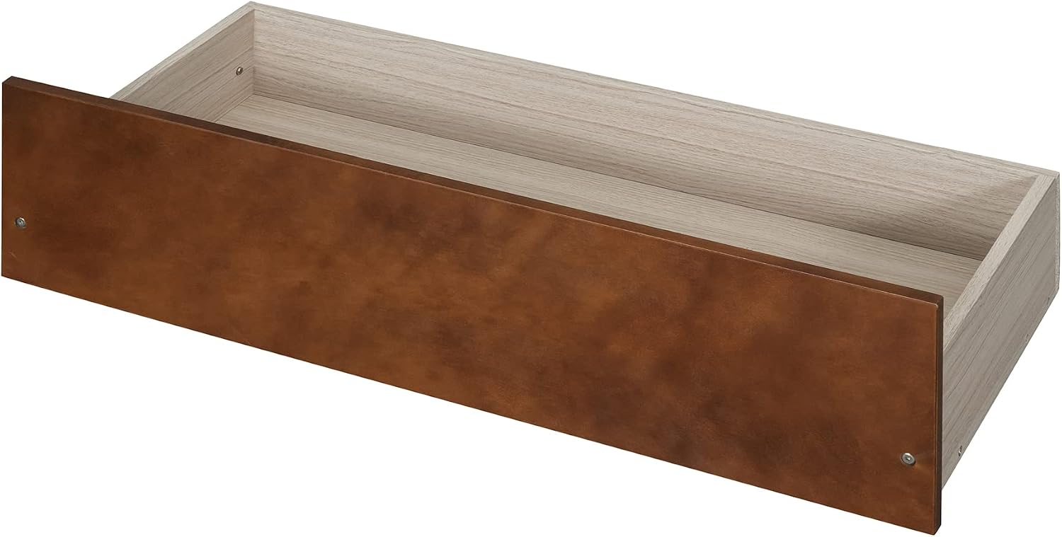Montessori Bed Frame with Fence Railings and Drawers for Kids,Twin Size Wood Low Platform Bed Frame with Full-Length Safety Guardrails for Boys Girls,No Box Spring Needed,Walnut