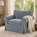 Velvet Pets Friendly Sofa Covers Custom Made Compatible for IKEA Ektorp Armchair Slipcovers (Velvet Light Gray Ektorp Chair)