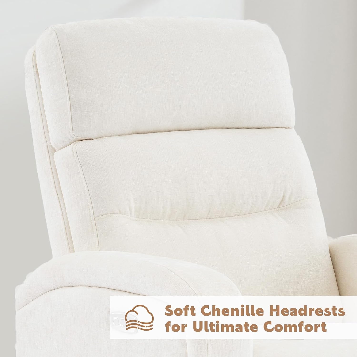 Power Glider Recliner Nursery Chair,Swivel Rocker Recliner with Adjustable Backrest Support,Chenille Nursery Rocking Chairs Recliner with USB and Type-C Ports for Nursery Living Room(Cream White)