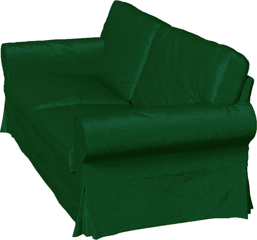 Velvet Pets Friendly Sofa Covers Made Compatible with IKEA Ektorp Loveseat Two Seat Slipcovers (Velvet Dark Green Ektorp 2)