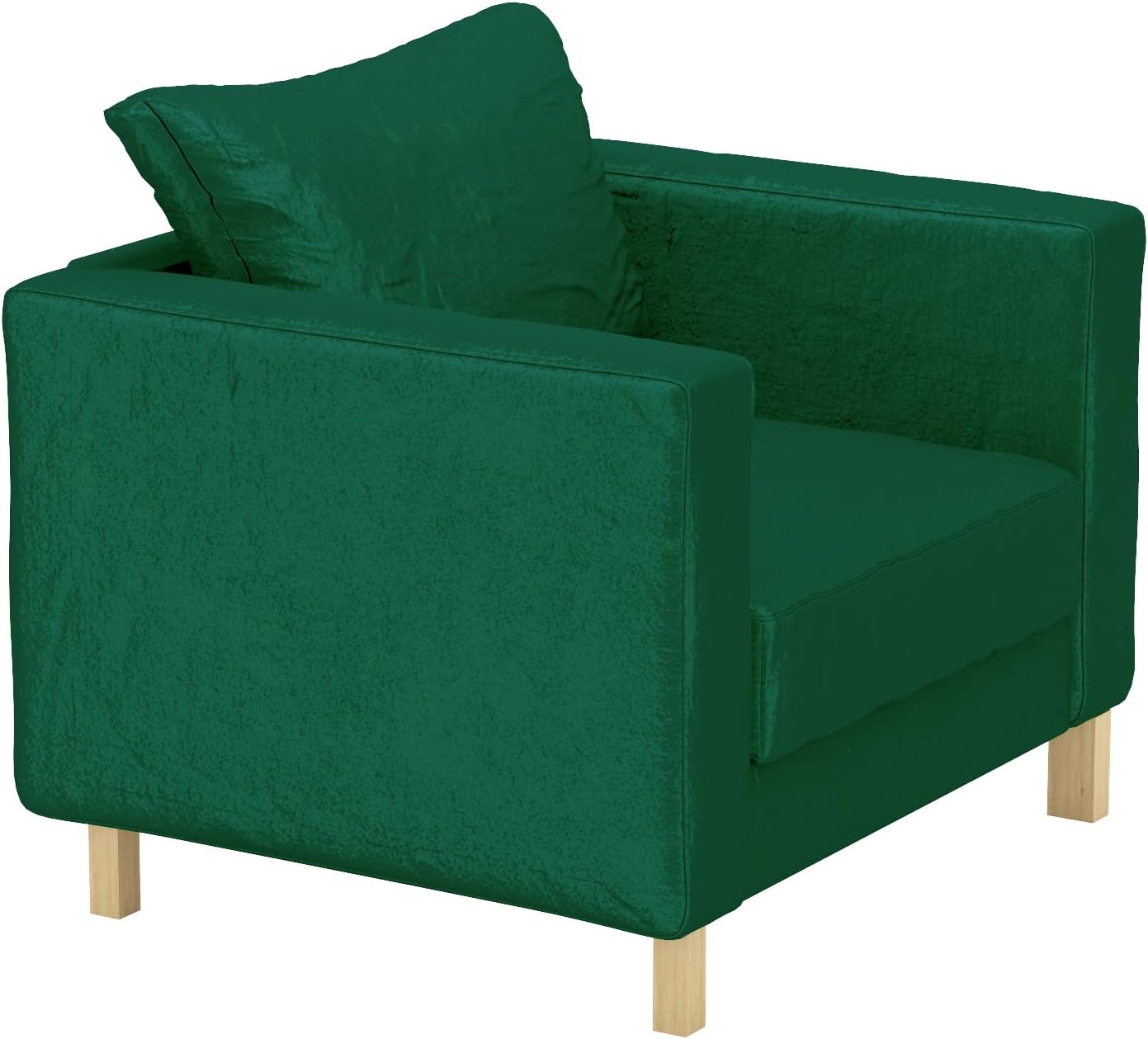 Heavy Duty Velvet Karlstad 1 Seat Armchair Replacement Custom Made Compatible with IKEA Karlstad Chair Slipcover (Velvet Green Chair)