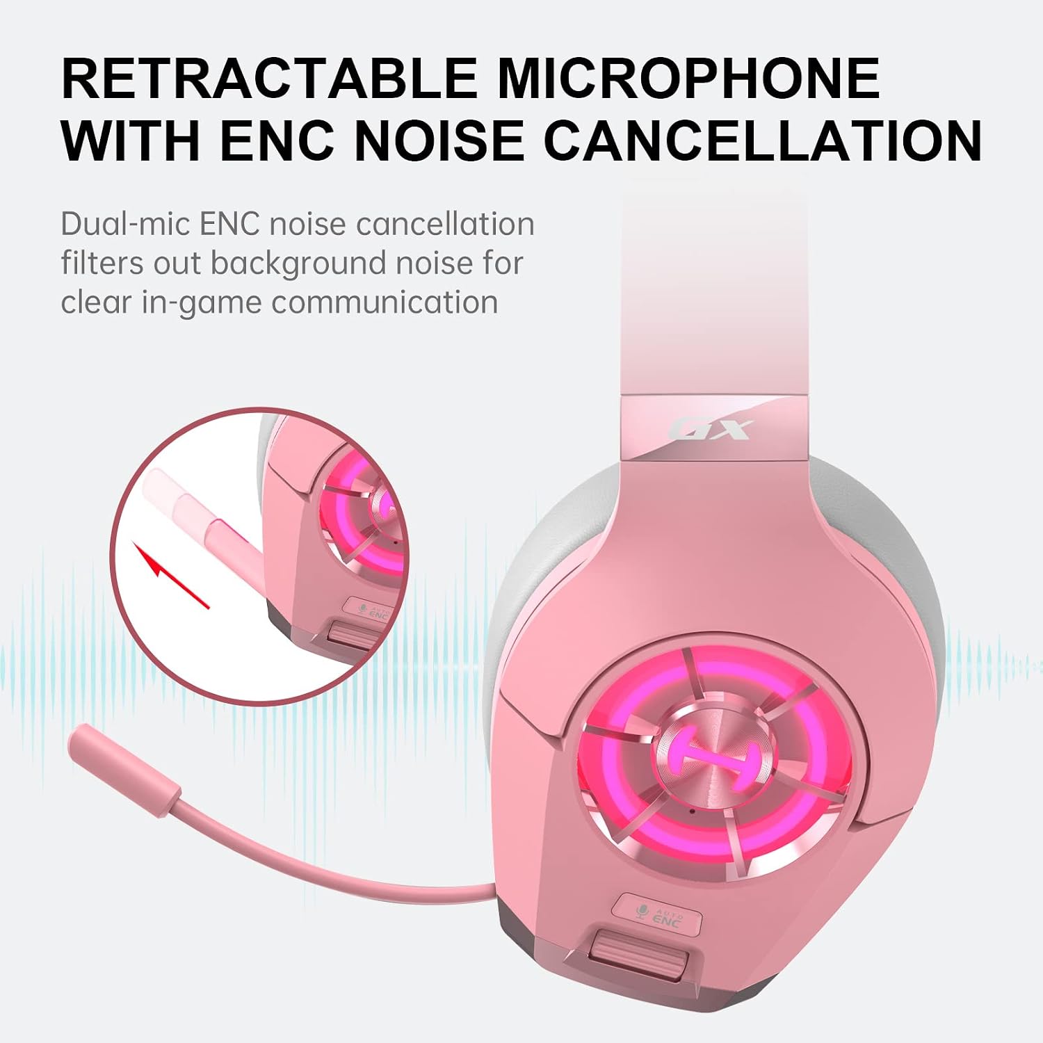 Edifier Hecate GX Hi-Res Gaming Headset for PS4/ PS5/ PC/Switch/Xbox Gamepad - USB/Type-C/3.5mm Wired Gaming Headphones with Microphone RGB Lighting - ENC Noise Cancelling - 50mm Driver (Pink)