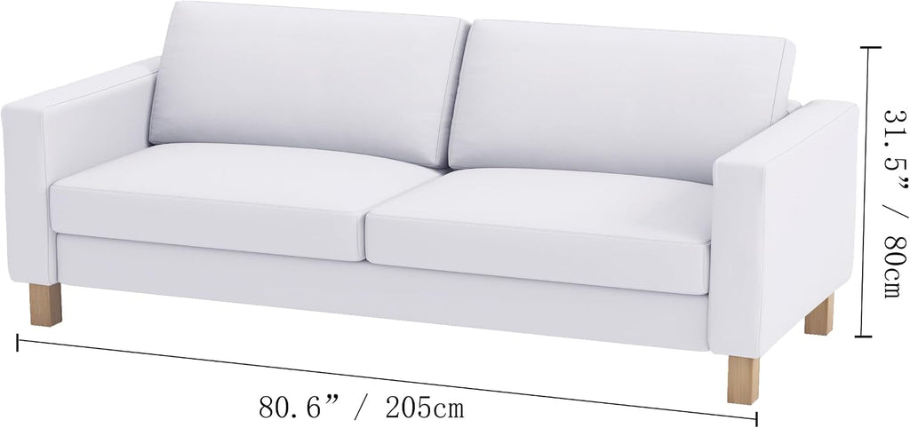 Heavy Duty Velvet Karlstad Three Seat (Not Loveseat) Sofa Cover (Width: 205CM, Not 165CM) Replacement Custom Made Compatible with IKEA Karlstad 3 Seat Sofa Couch Slipcover (Velvet Light Gray Sofa)