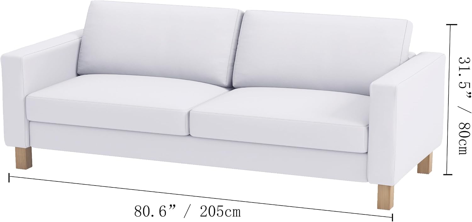 Heavy Duty Velvet Karlstad Three Seat (Not Loveseat) Sofa Cover (Width: 205CM, Not 165CM) Replacement Custom Made Compatible with IKEA Karlstad 3 Seat Sofa Couch Slipcover (Velvet Light Gray Sofa)