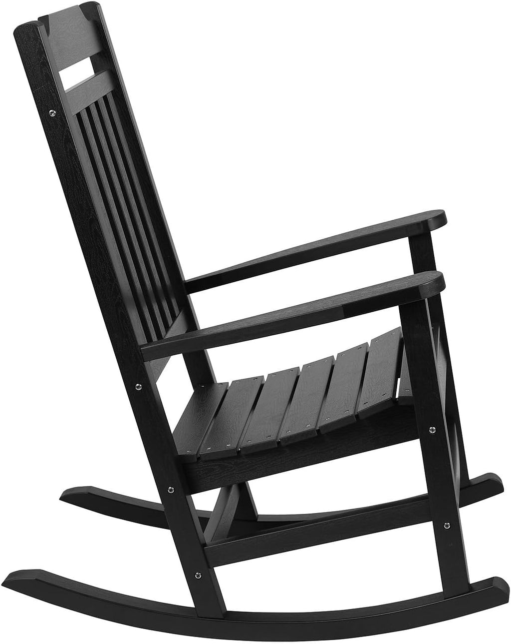 Flash Furniture Winston All-Weather Poly Resin Rocking Chair in Black