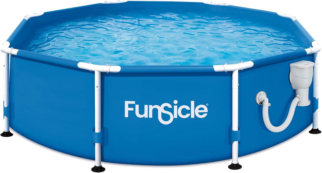 Funsicle Activity 8' x 30' Round Above Ground Swimming Pool, Includes FiltraBoost 400 GPH Filter Pump with AutoSkimmer, Type I Filter Cartridge & Repair Patch