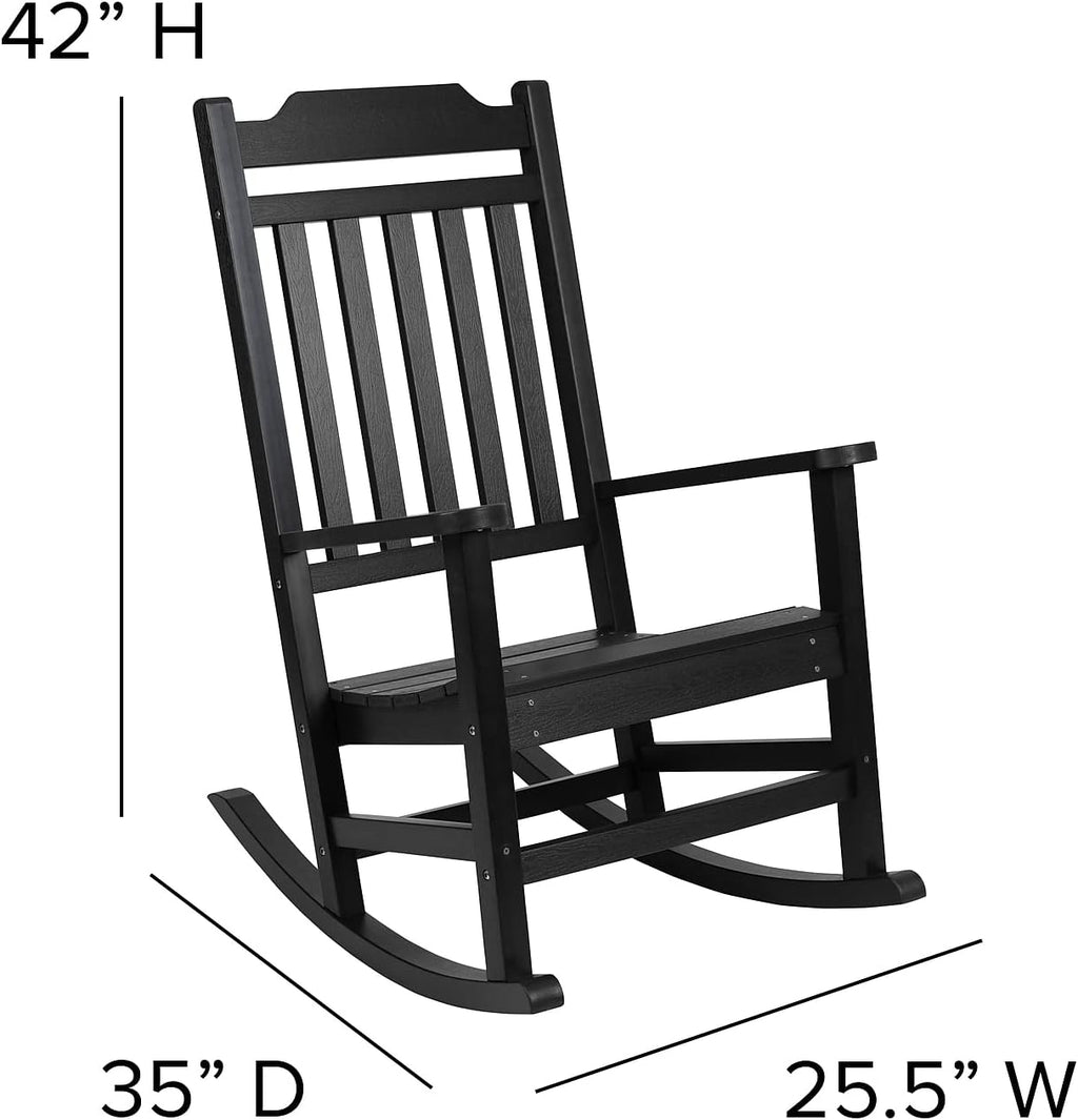 Flash Furniture Winston All-Weather Poly Resin Rocking Chair in Black