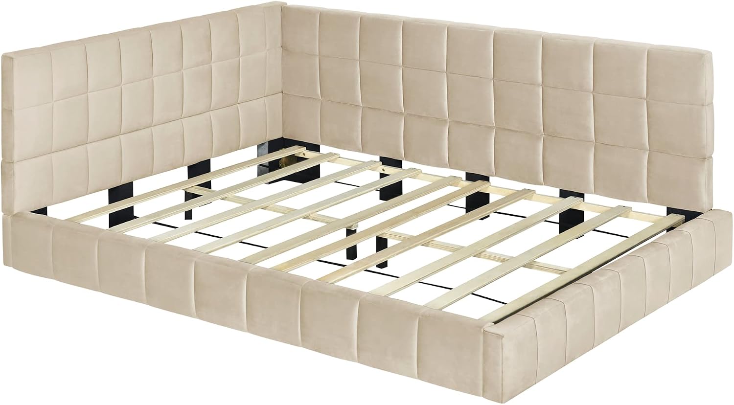 Merax Full Size Daybed, Full Upholstered Daybed Sofa Bed Frame, No Box Spring Needed, Beige