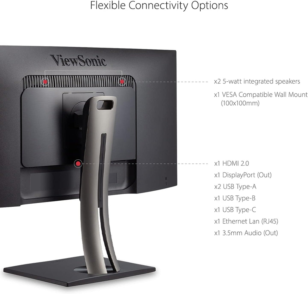 ViewSonic VP3881A 38 Inch WQHD+ ColorPro Monitor, Curved IPS with 100% sRGB and Pantone Validated for Professional Graphic Design, Advanced Ergonomics, 90W USB-C, HDMI, and DisplayPort