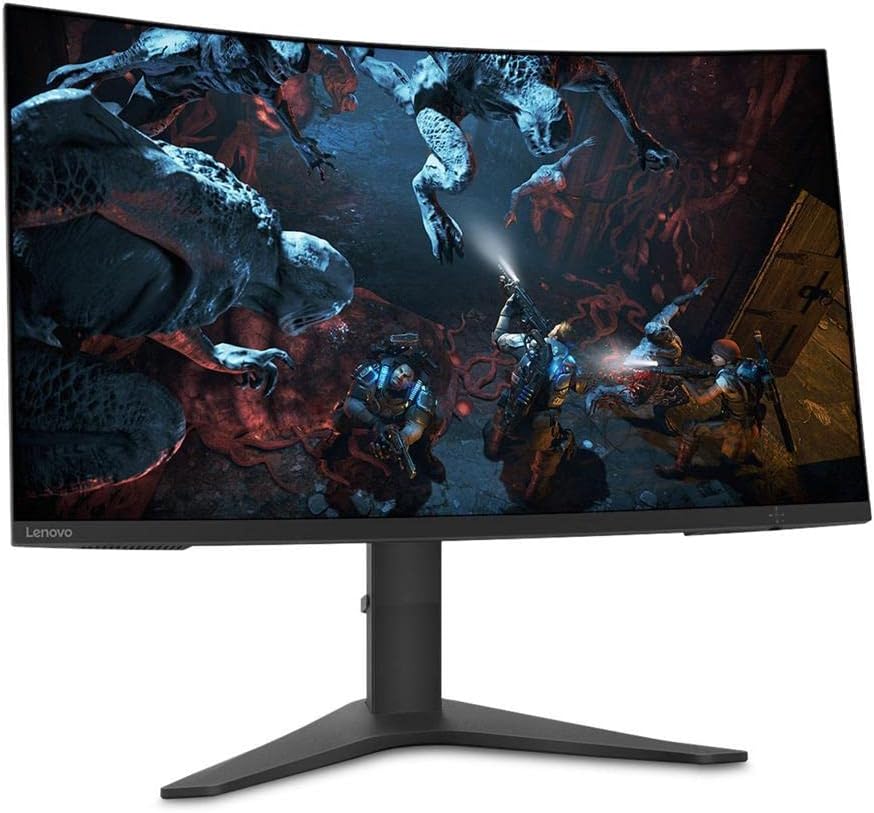 Lenovo G32qc-10 31.5-inch QHD Curved Gaming Monitor, 1440p, AMD FreeSync Premium, DisplayPort, HDMI, Narrow Bezels, Adjustable, VESA Mount, 66A2GCCBUS