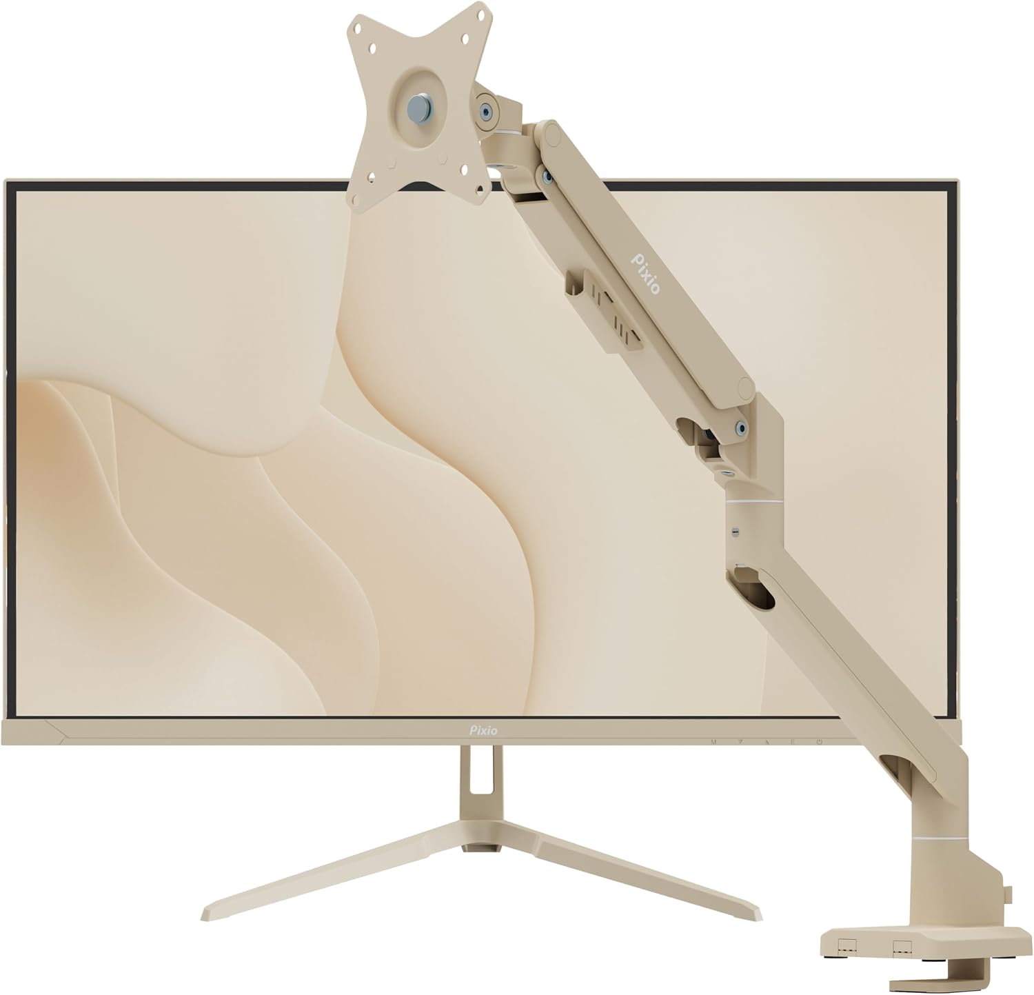 Pixio PX278 Wave Beige 27 inch 180Hz Refresh Rate FHD 1440p Resolution Fast IPS Panel 1ms GTG Response Time Gaming Monitor and PS1S Wave Beige Single Monitor Arm - Fits up to 32 inches and 19.8lbs